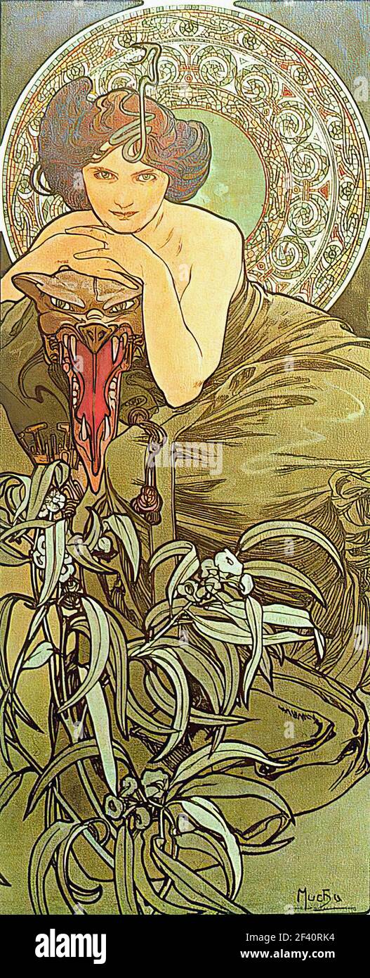 Alfons Mucha - Smeraldo Foto Stock