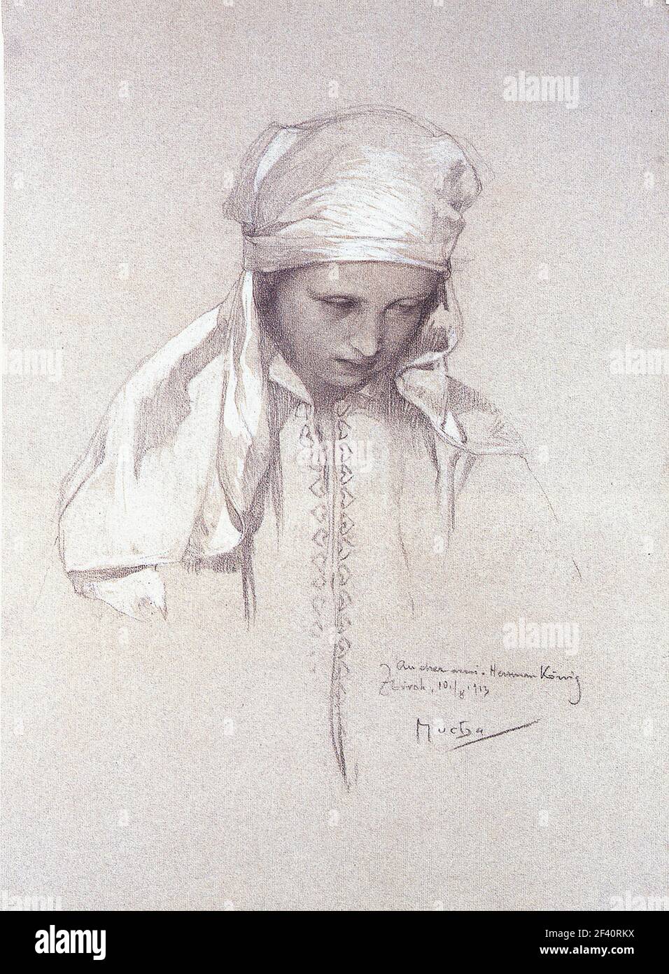 Alfons Mucha - Ritratto ragazza 1913 Foto Stock
