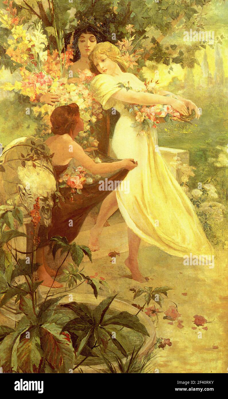 Alfons Mucha - Spirit Primavera 1894 Foto Stock