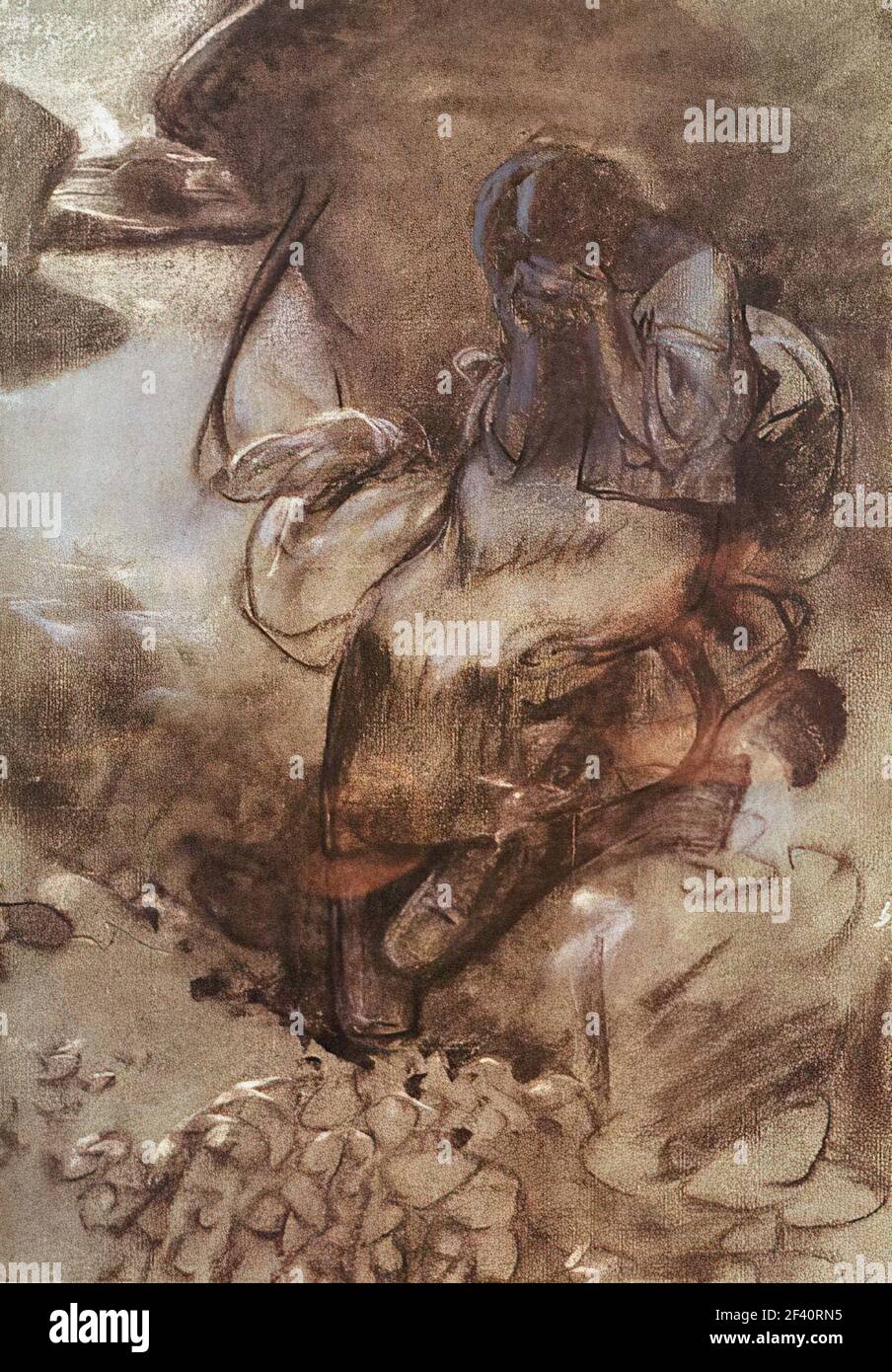 Alfons Mucha - ragazza piangente C 1900 Foto Stock
