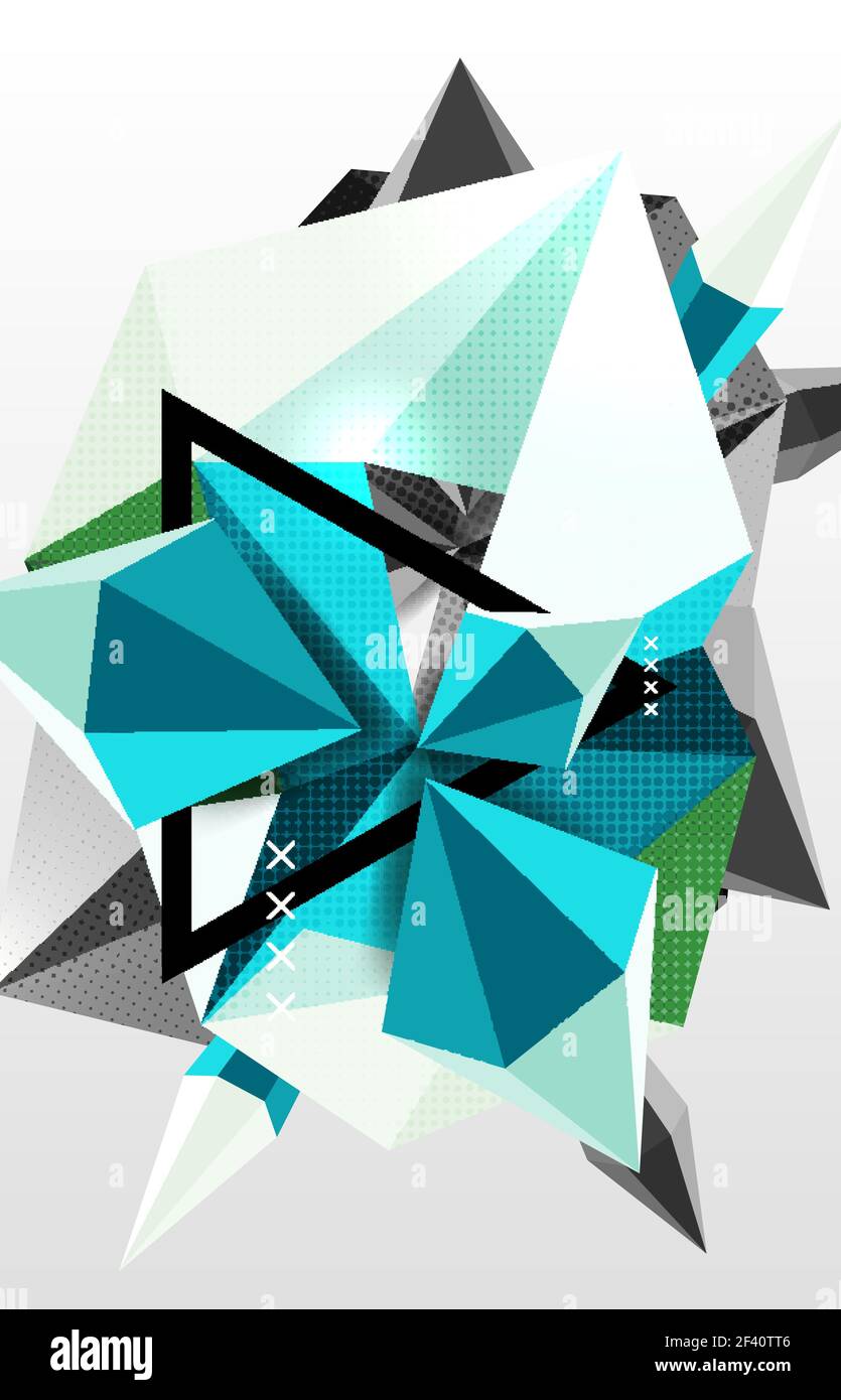3d elementi poligonali sfondo astratto. elementi poligonali 3d sfondo astratto, vettore testurizzato modello moderno Illustrazione Vettoriale