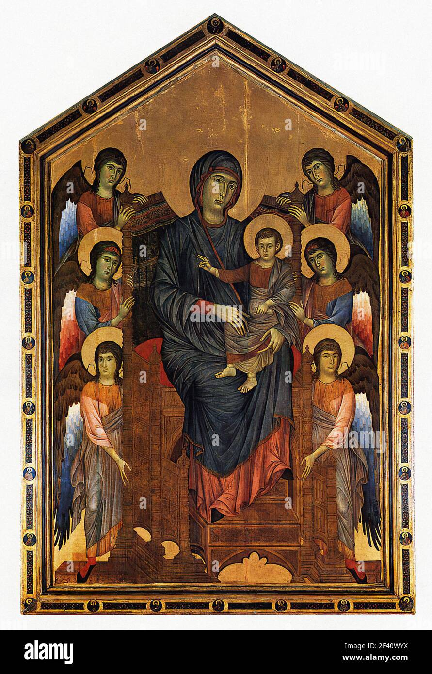 Cimabue - Madonna Bambino Maestà circondato sei Angeli C 1270 Foto Stock
