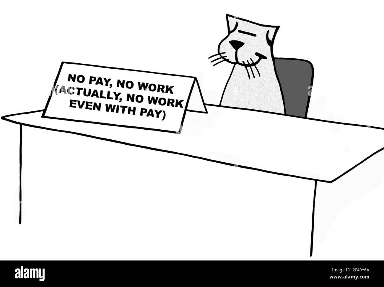 L'accesso alla scrivania del gatto indica che il gatto non funzionerà. Foto Stock