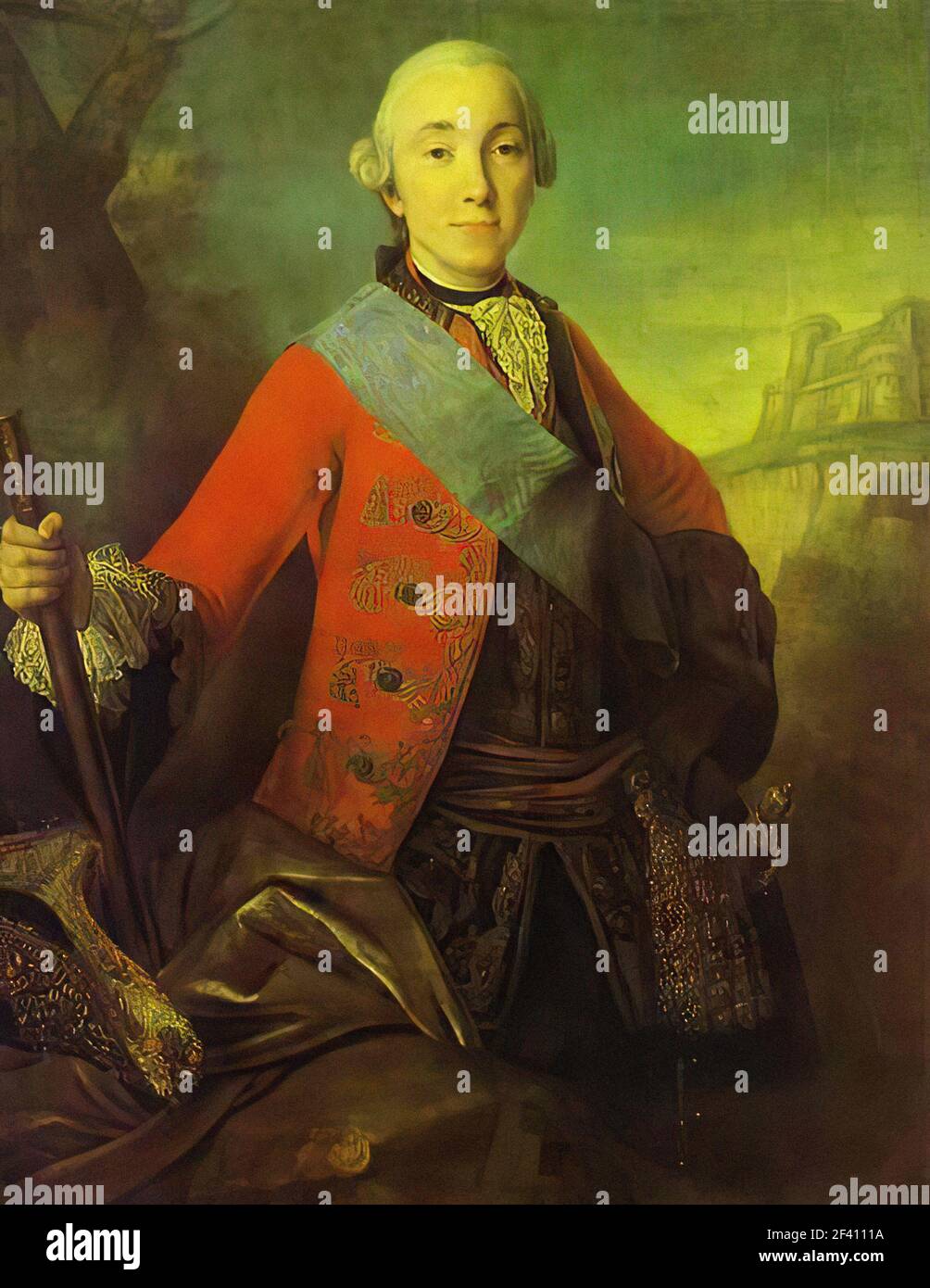 Fyodor Stepanovich Rokotov - Ritratto il grande duca Pietro Fedorovich più tardi Imperatore Pietro III 1758 Foto Stock