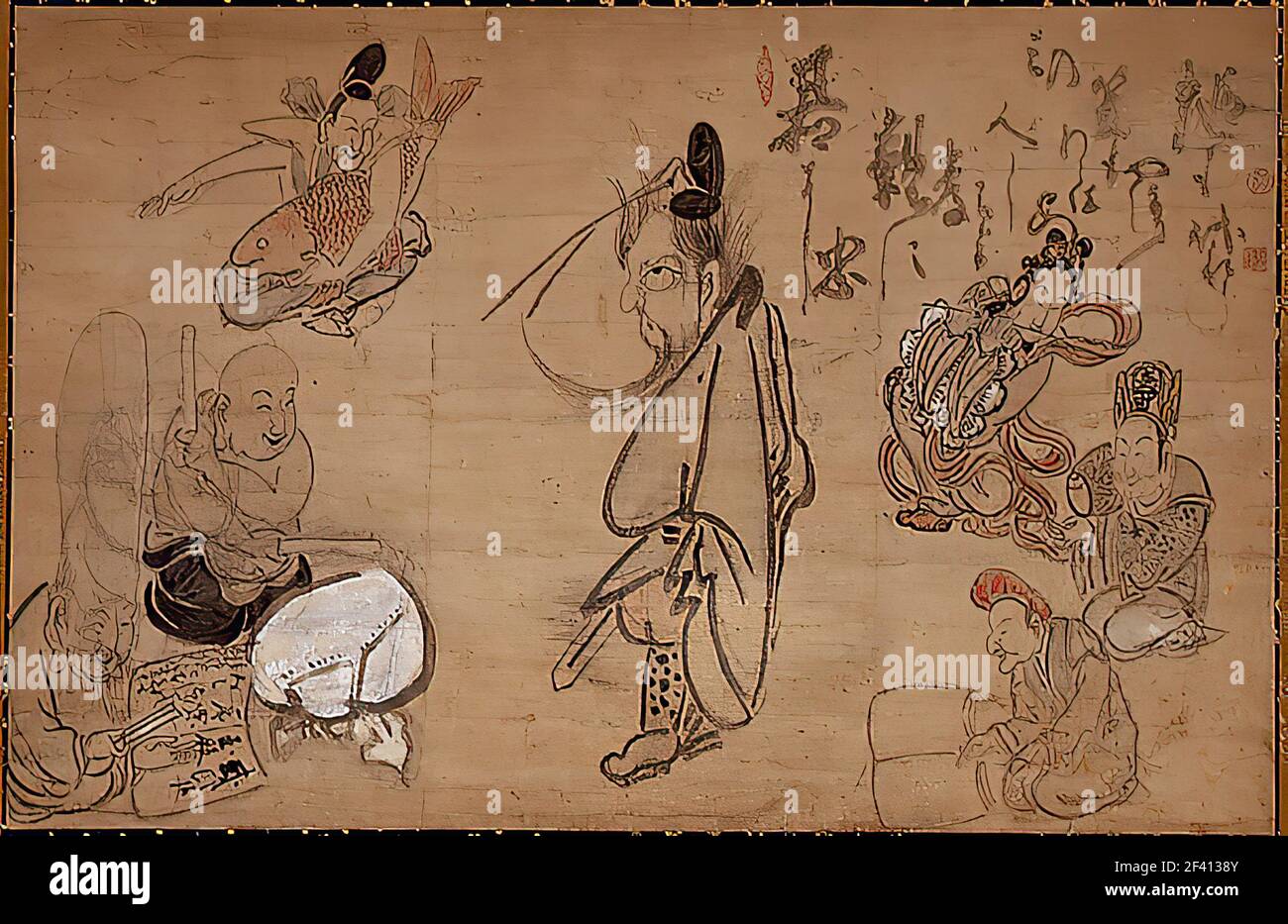 Hakuin Ekaku (1686-1769) - sette dei buona fortuna Foto Stock