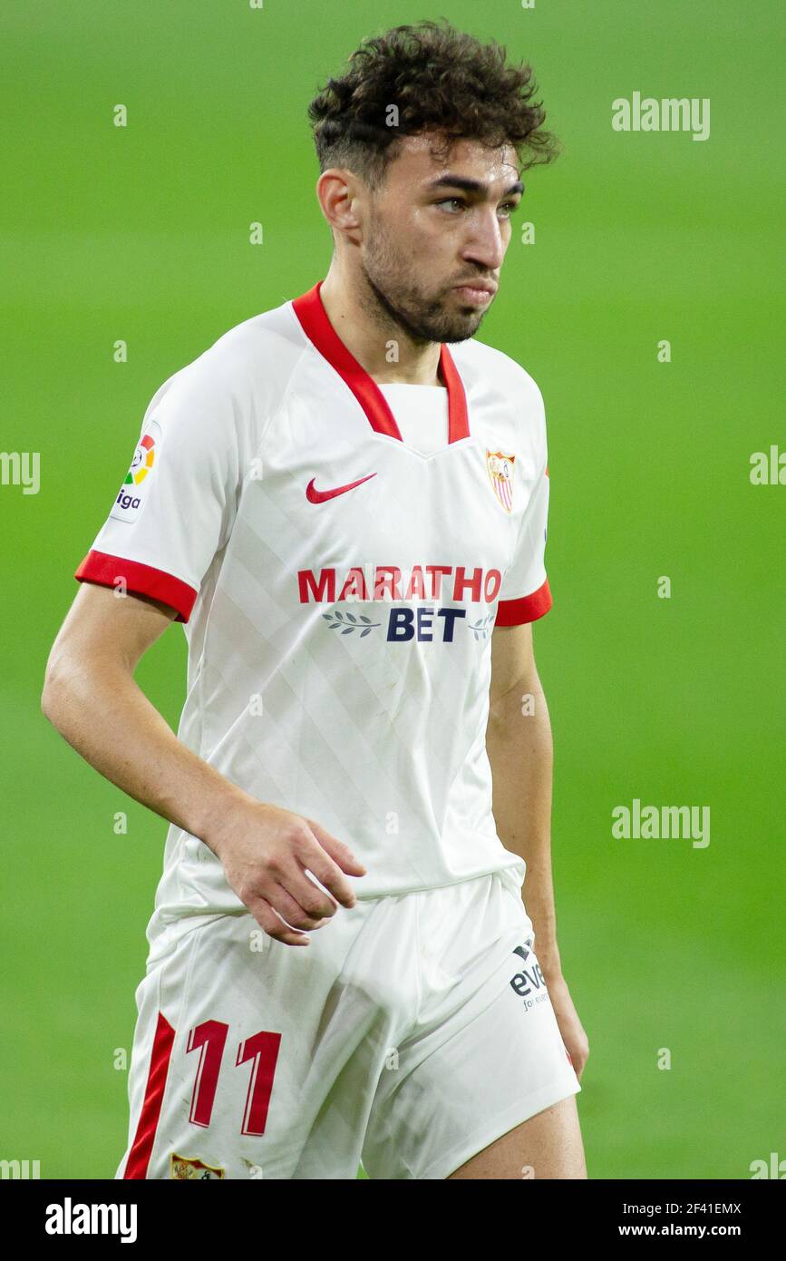 Munir El Haddadi di Siviglia durante il campionato spagnolo la Liga partita di calcio tra Sevilla FC ed Elche CF il 17 marzo 2021 allo stadio Ramon Sanchez Pizjuan di Siviglia, Spagna - Foto Joaquin Corchero / Spagna DPPI / DPPI / LiveMedia Foto Stock