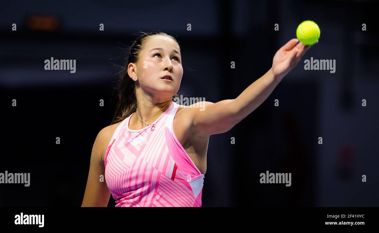 Kamilla Rakhimova della Russia durante il primo round del St Petersburg Ladies Trophy 2021, WTA 500 torneo di tennis il 16 marzo 2021 presso la Sibur Arena di San Pietroburgo, Russia - Photo Rob Prange / Spain DPPI / DPPI / LiveMedia Foto Stock