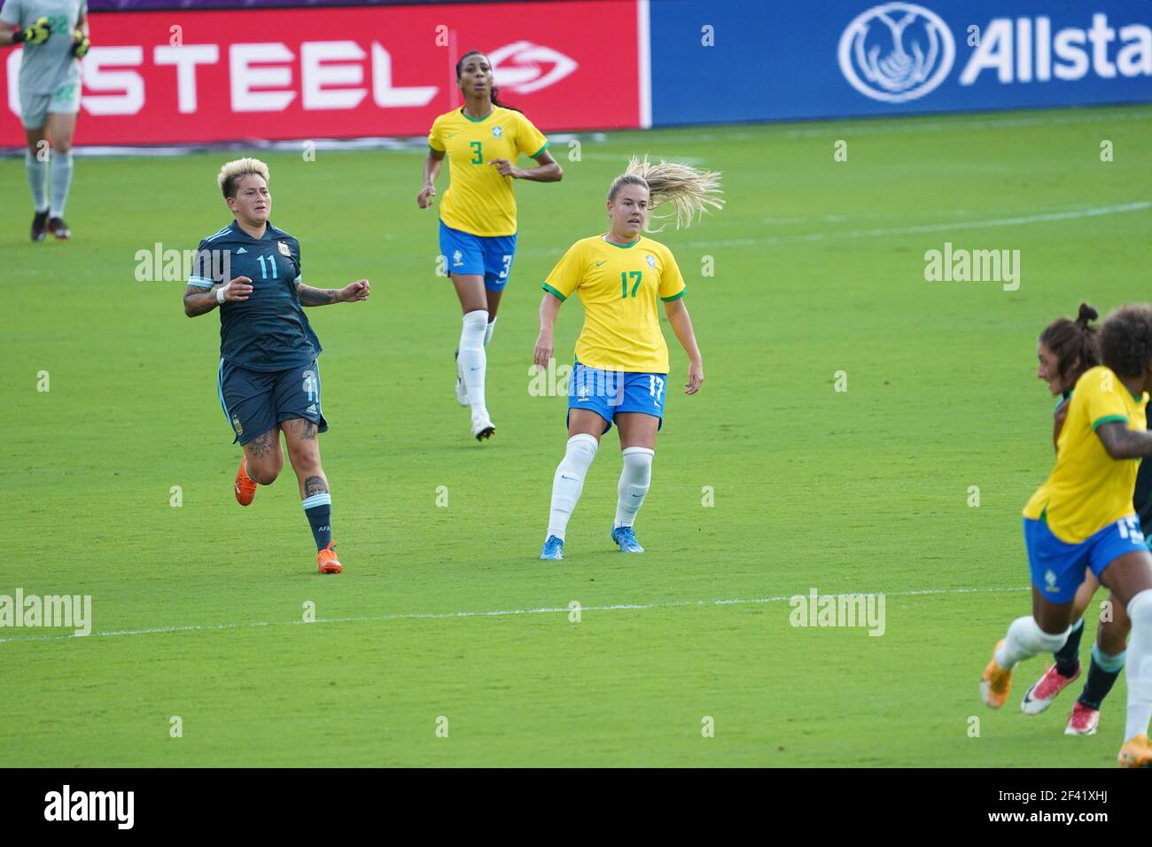 Orlando, Florida, USA, 18 febbraio 2021, Brasile affrontare l'Argentina durante la SheBelieves Cup all'Exploria Stadium (Photo Credit: Marty Jean-Louis) Foto Stock