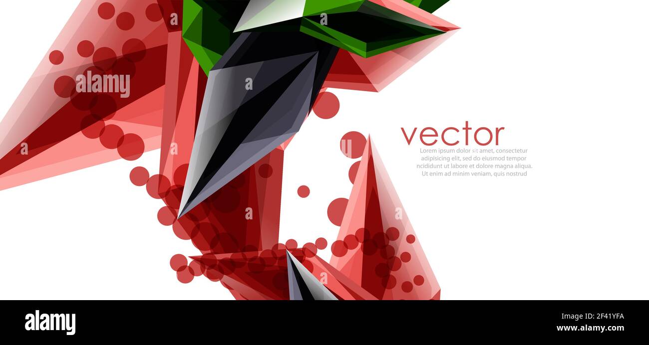 Colori cristalli di vetro su sfondo bianco, composizione geometrica astratta con pietre di vetro e copyspace, modello di sfondo. Cristalli di vetro vettoriale su sfondo bianco, composizione astratta geometrica con gemme di vetro e copyspace, modello di sfondo Illustrazione Vettoriale