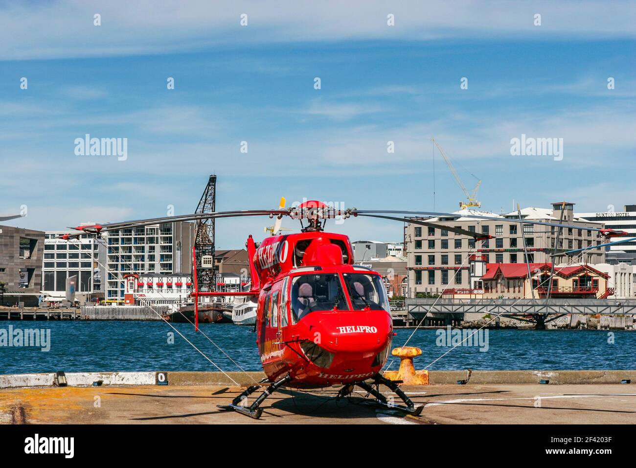 Elicottero della zona di approdo Wellington, capitale della Nuova Zelanda, vicino al punto più meridionale dell'Isola del Nord sullo stretto di Cook Foto Stock