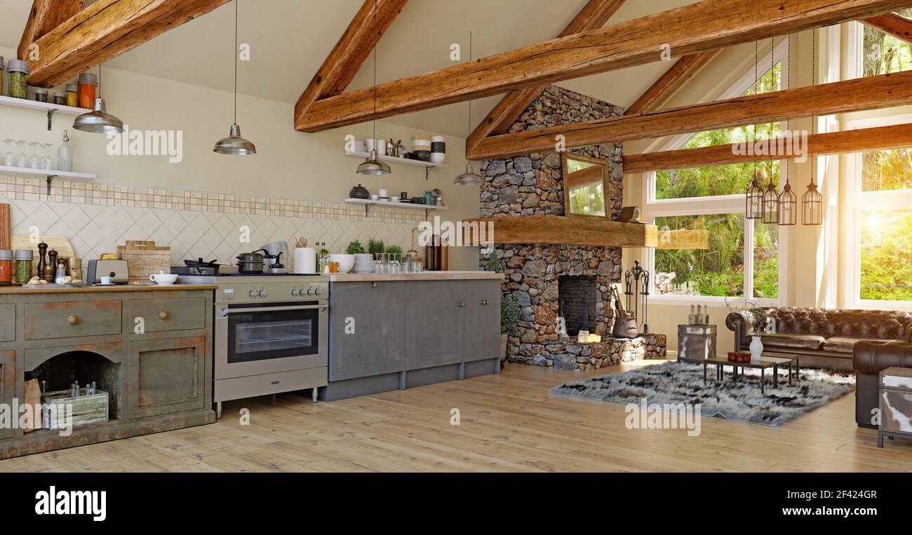 Il lusso moderno interno di una casa. Il rendering 3D design Foto Stock