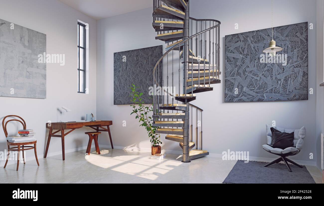 interni moderni per l'home office. rendering 3d Foto Stock