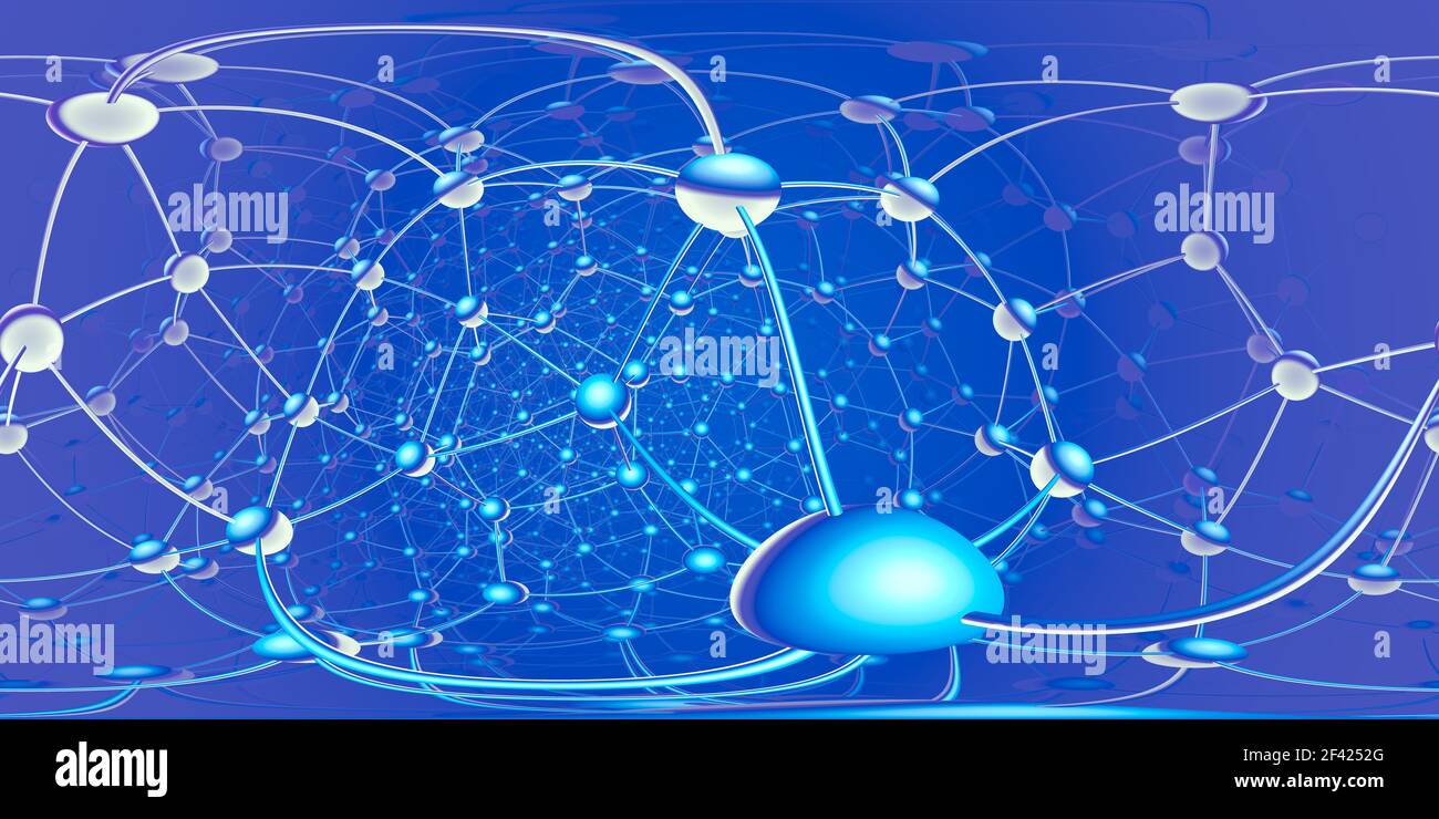 diagramma schematico a 360 gradi della struttura reticolare. Panorama, ambiente 360° mappa HDRI. Proiezione equirettangolare, panorama sferico. rendering 3d Foto Stock