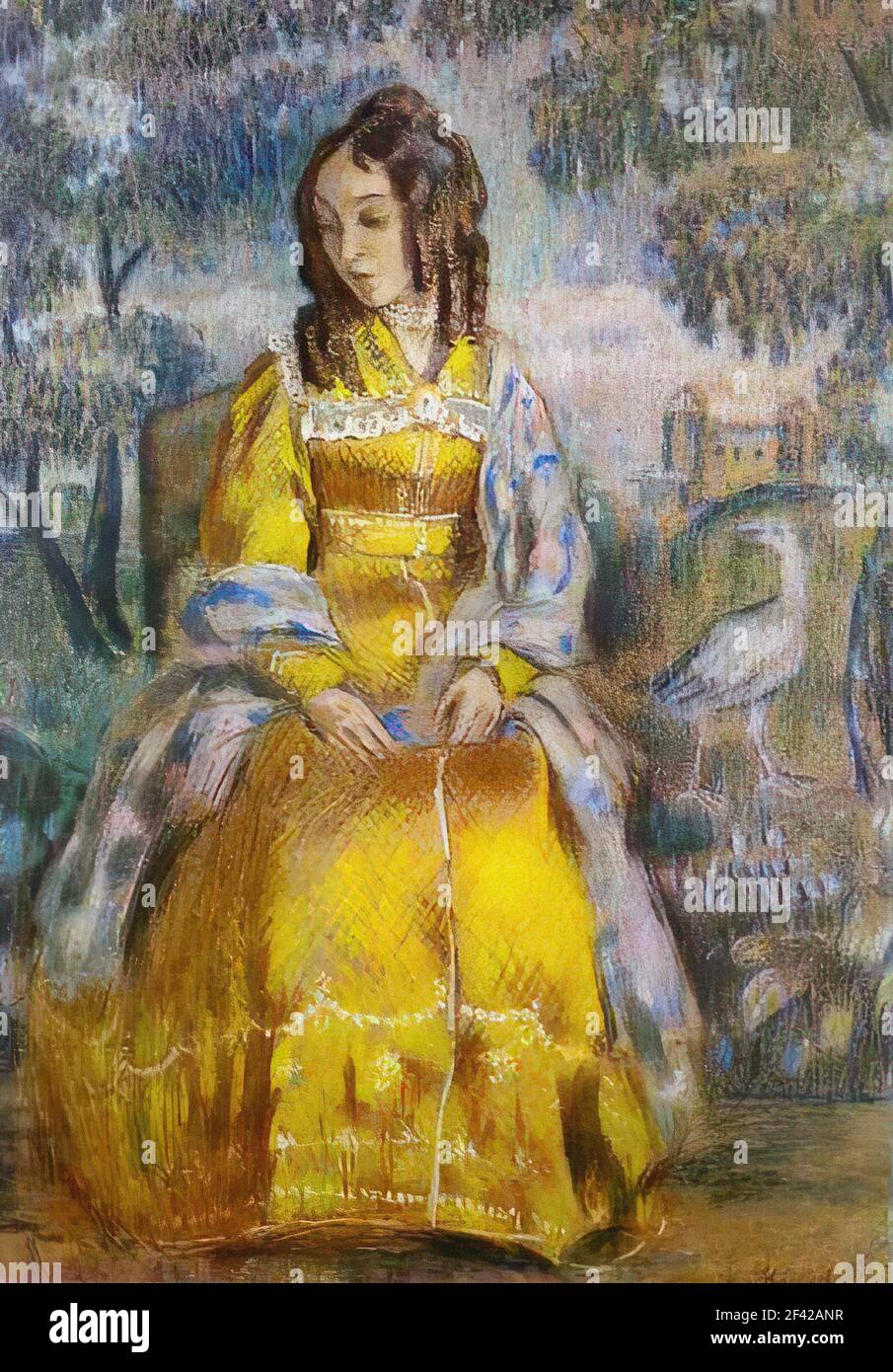 Viktor Elpidiforovich Borisov-Musatov - Signora seduta con arazzo sfondo 1903 Foto Stock