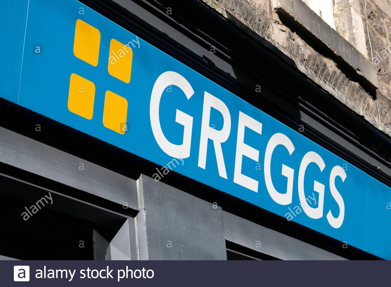 Cartello della catena di prodotti da forno Greggs Foto Stock