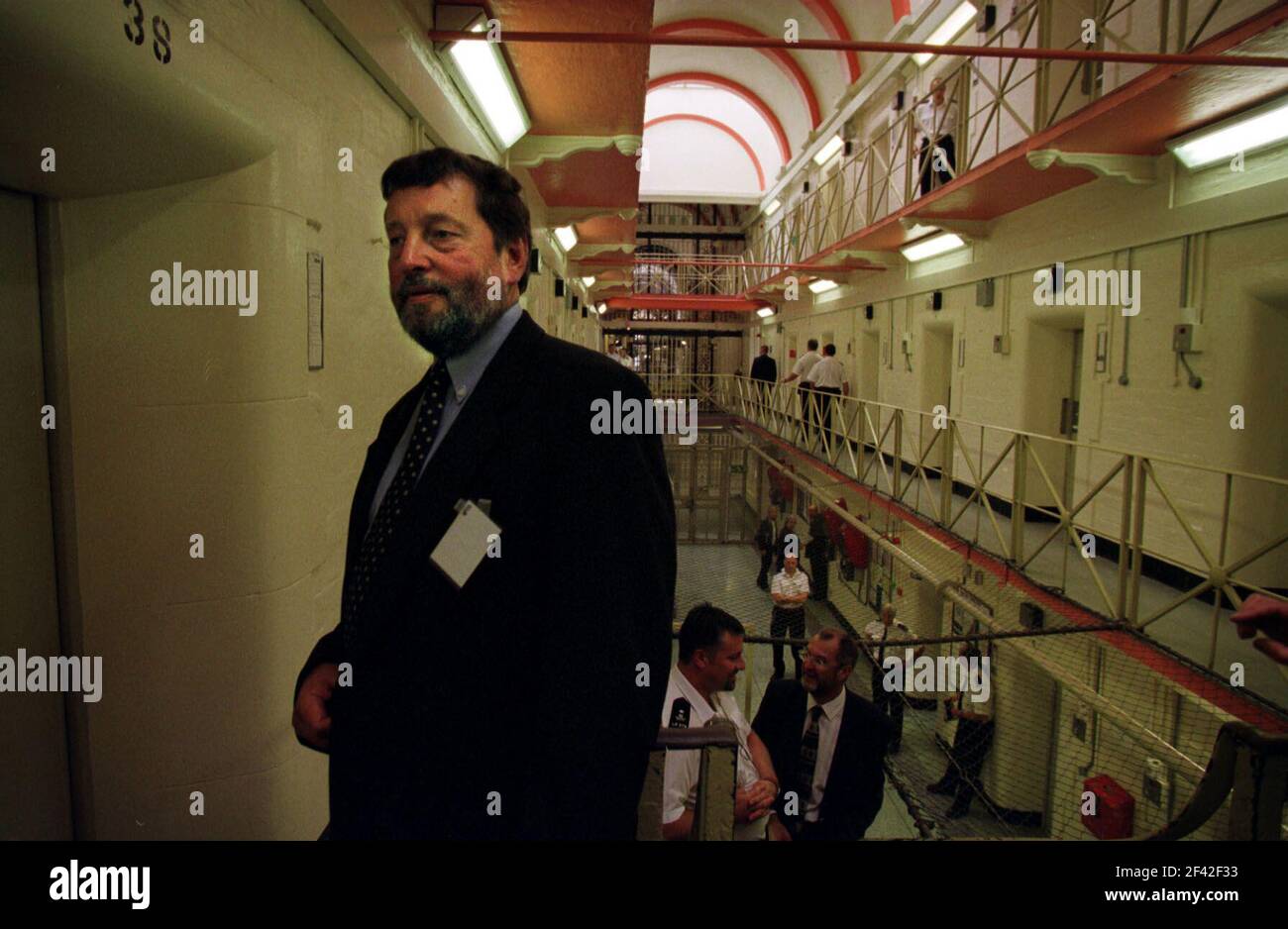 DAVID BLUNKETT VISITA ALLA PRIGIONE DI LEEDS. AGOSTO 2001 Foto Stock