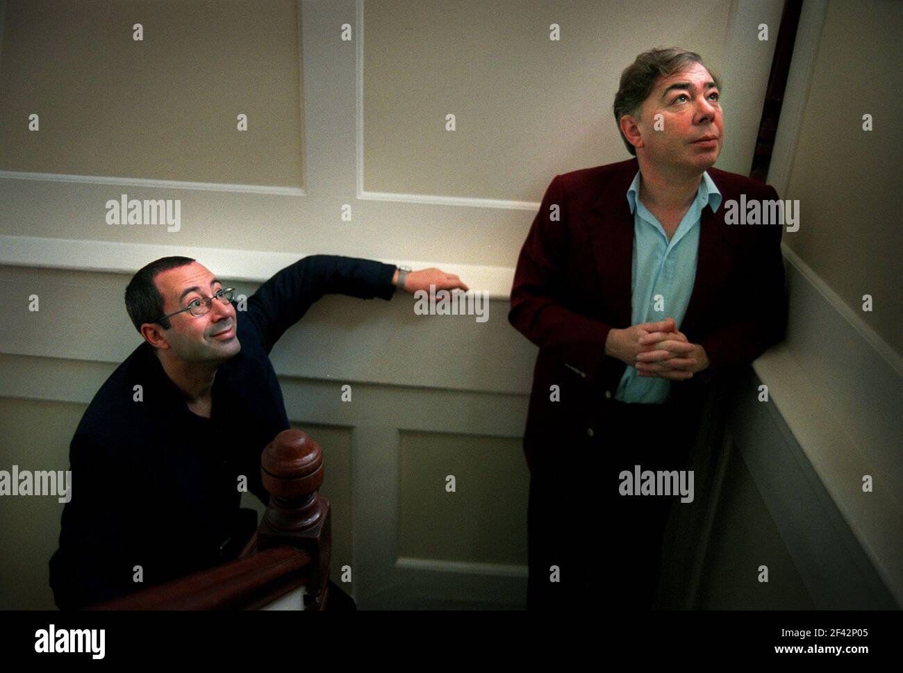 BEN ELTON E ANDREW LLOYD WEBBER SETTEMBRE 2000 AT L'ESCARGOT IN SOHO Foto Stock