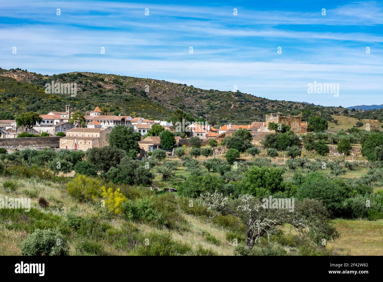 Vista panoramica del villaggio storico di Idanha a Velha In Portogallo Foto Stock