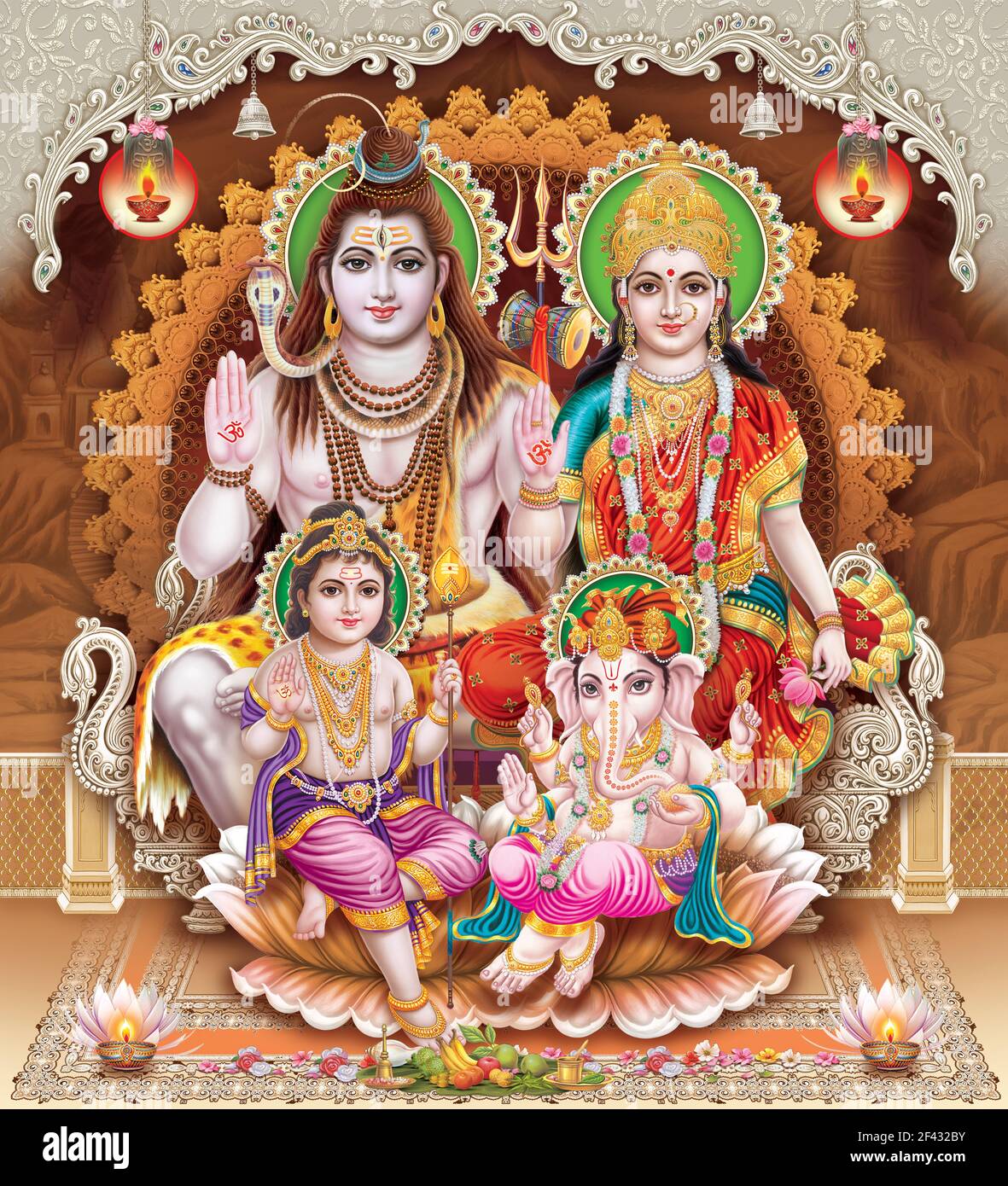 Sfoglia le immagini ad alta risoluzione di Shiva Parvati Kartik Ganesh Foto Stock