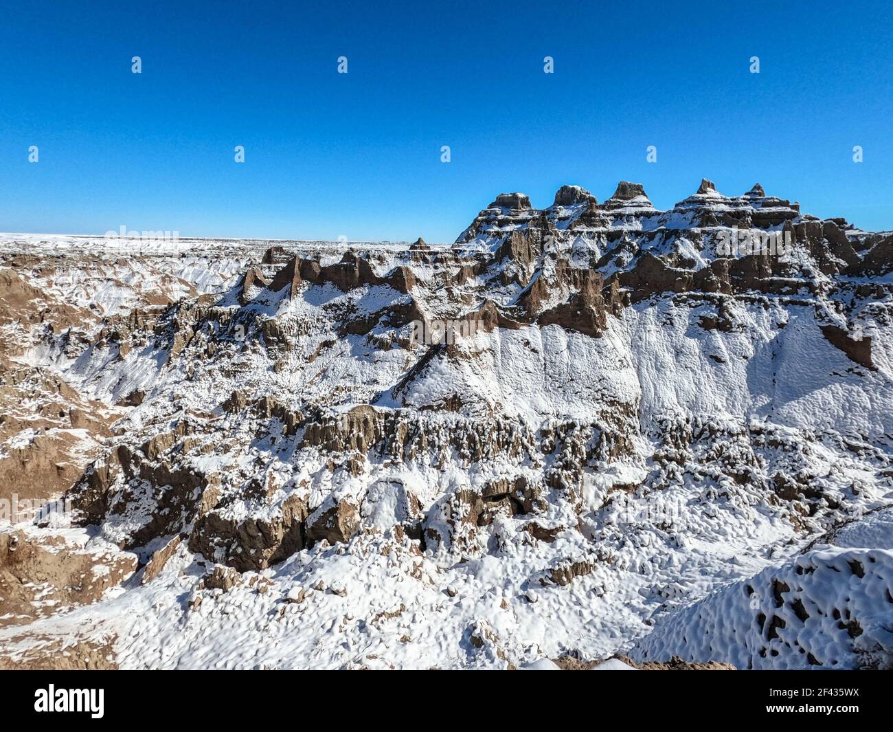 Badlands National Park in inverno, South Dakota, U. S. A. Foto Stock