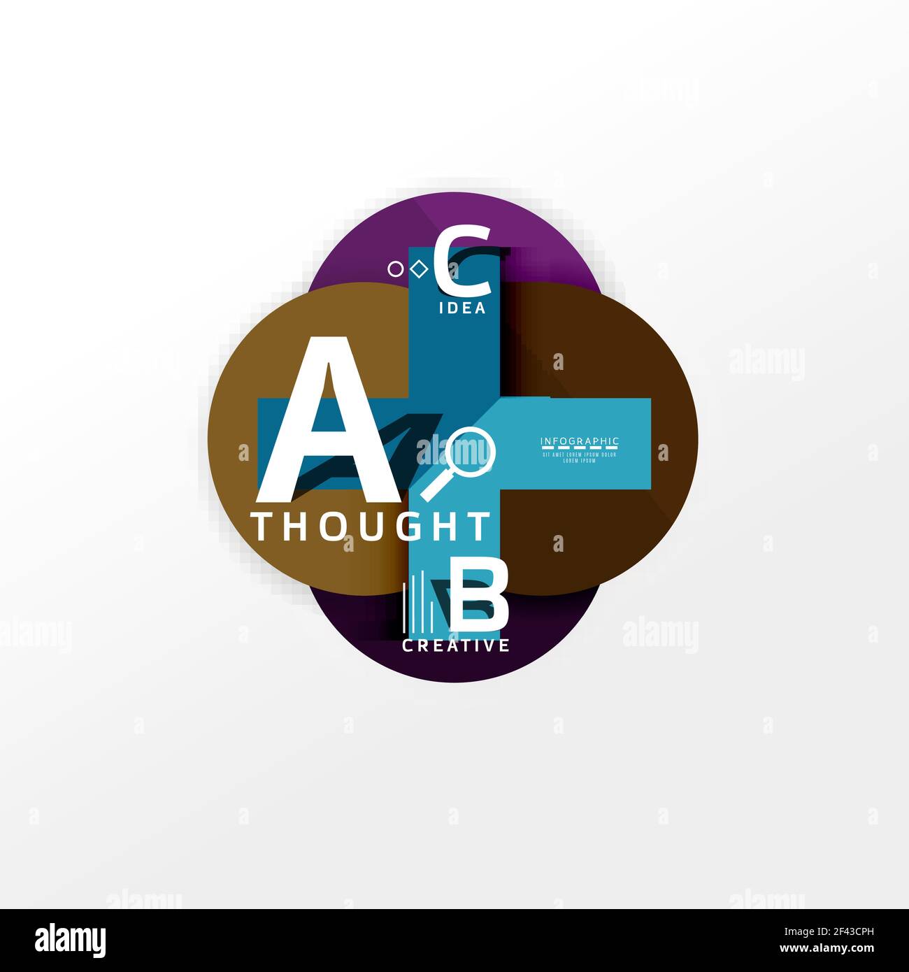 Banner infografico geometrico, diagramma informativo cartaceo creato con forme di colore. Banner geometrico infografico, informazioni sulla carta a b c diagramma opzionale creato con forme di colore. Illustrazione vettoriale Illustrazione Vettoriale