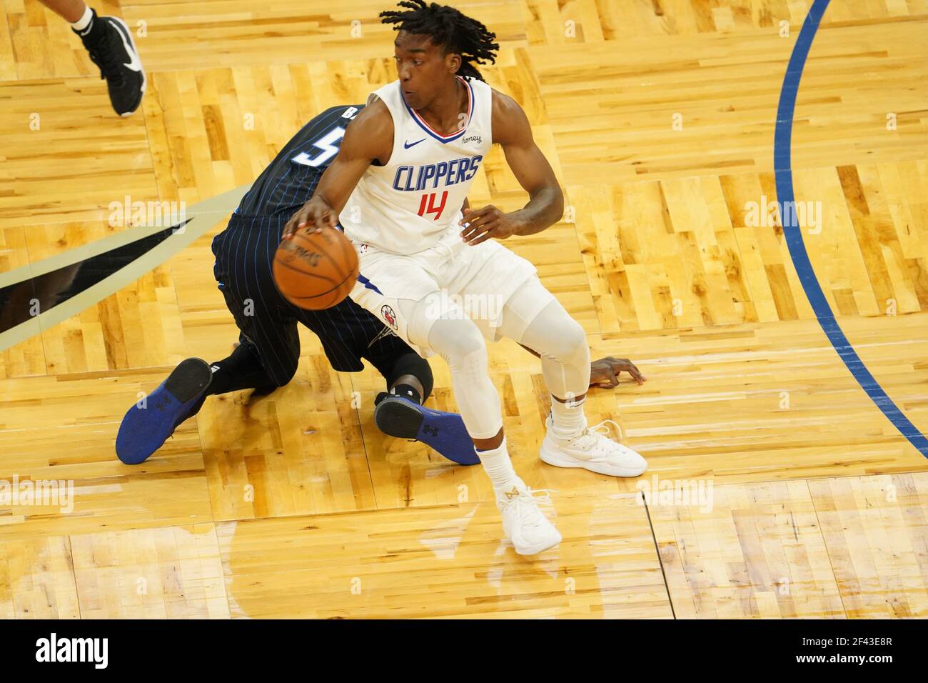 Orlando, Florida, USA, 29 gennaio 2021, I Clippers di Los Angeles si affacciano sulla magia di Orlando all'Amway Center (Photo Credit: Marty Jean-Louis) Foto Stock