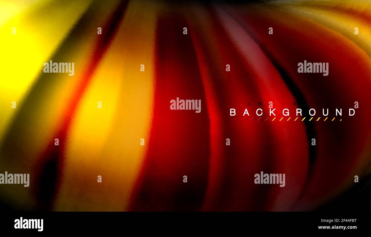 Linee astratte dell'onda strisce di colore fluide in stile arcobaleno su sfondo nero. Linee astratte dell'onda strisce di colore fluide in stile arcobaleno su sfondo nero. Illustrazione artistica vettoriale per presentazione, sfondo dell'applicazione, banner o poster Illustrazione Vettoriale