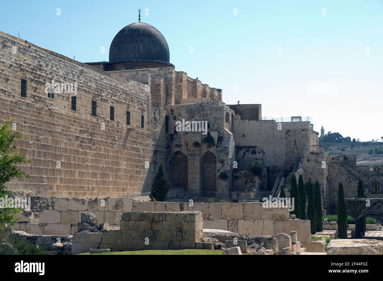 Israele, Gerusalemme, Città Vecchia, Moschea di al Aqsa sul Monte del Tempio conosciuto come il composto di al Aqsa o Haram esh-Sharif Foto Stock