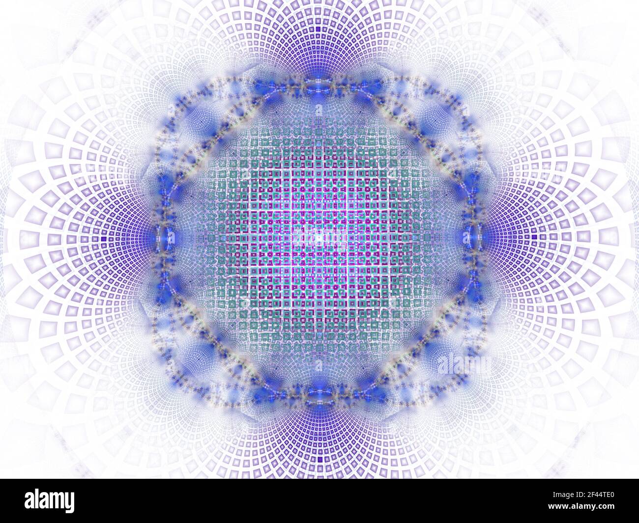 Stella floreale a strati. Tessuto tessuto - elemento di sfondo astratto frattale. Strati colorati e luminosi che accentuano il design centrale a forma di stella. Grafico Foto Stock