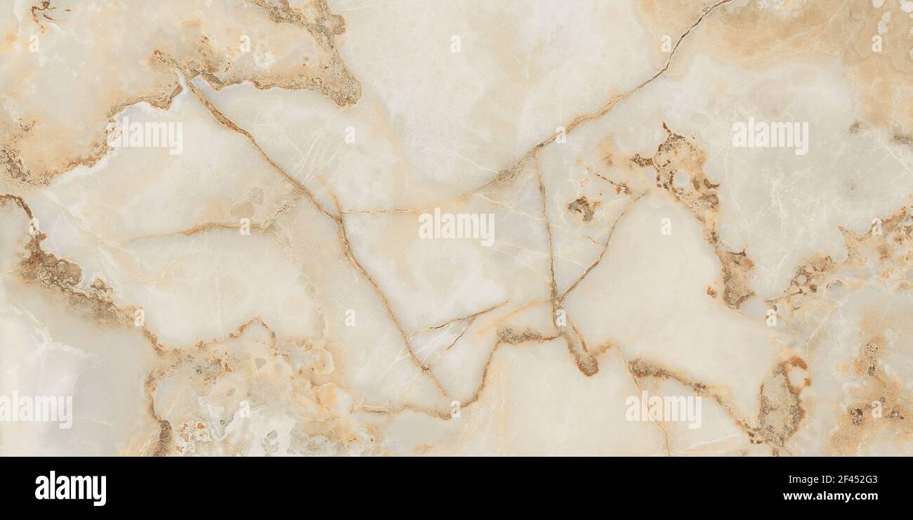 design in marmo naturale lucido di colore beige con uso di venature naturali per piastrelle da parete e da pavimento Foto Stock