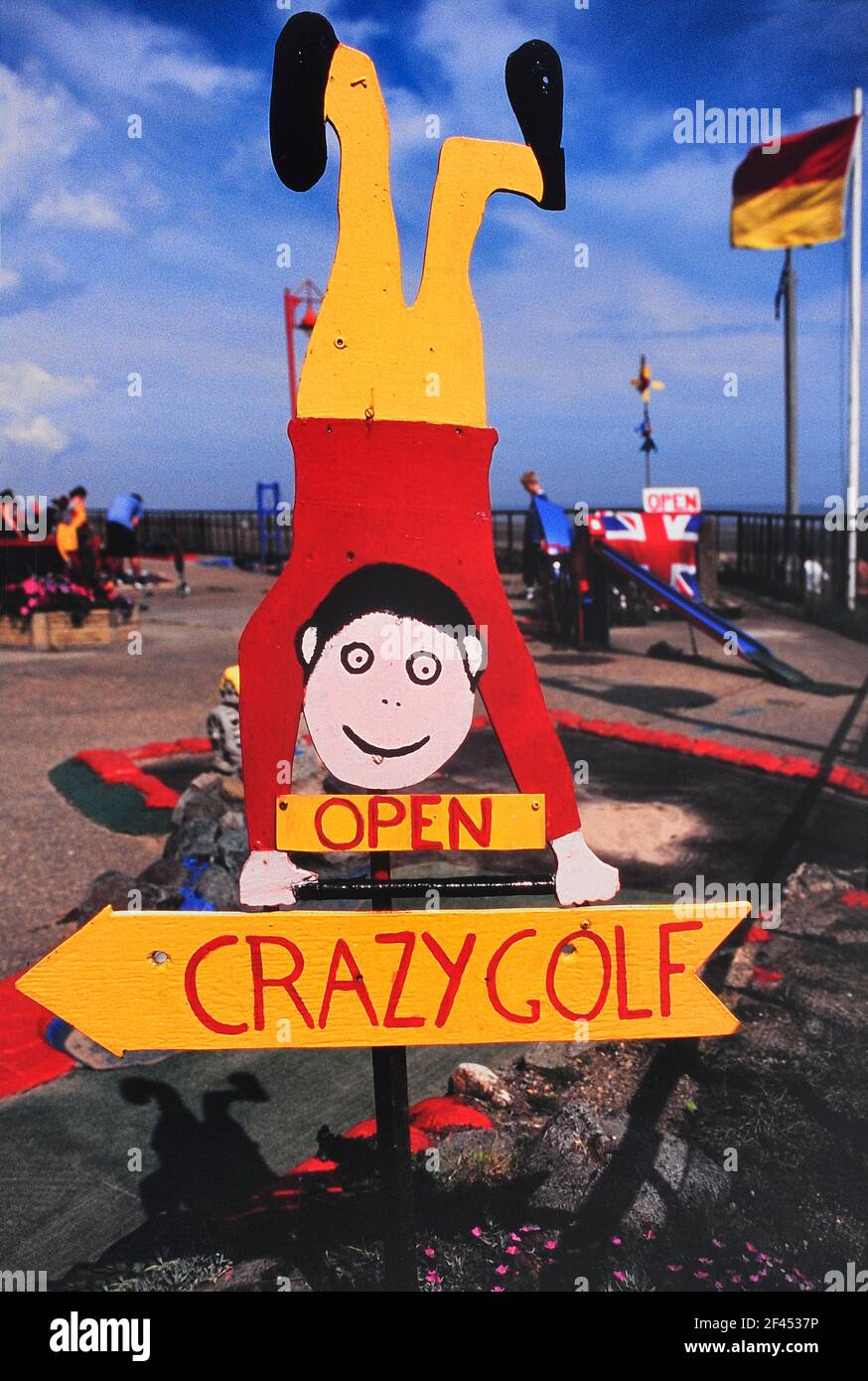 Crazy golf segno, Mablethorpe. Lincolnshire. Inghilterra. REGNO UNITO Foto Stock