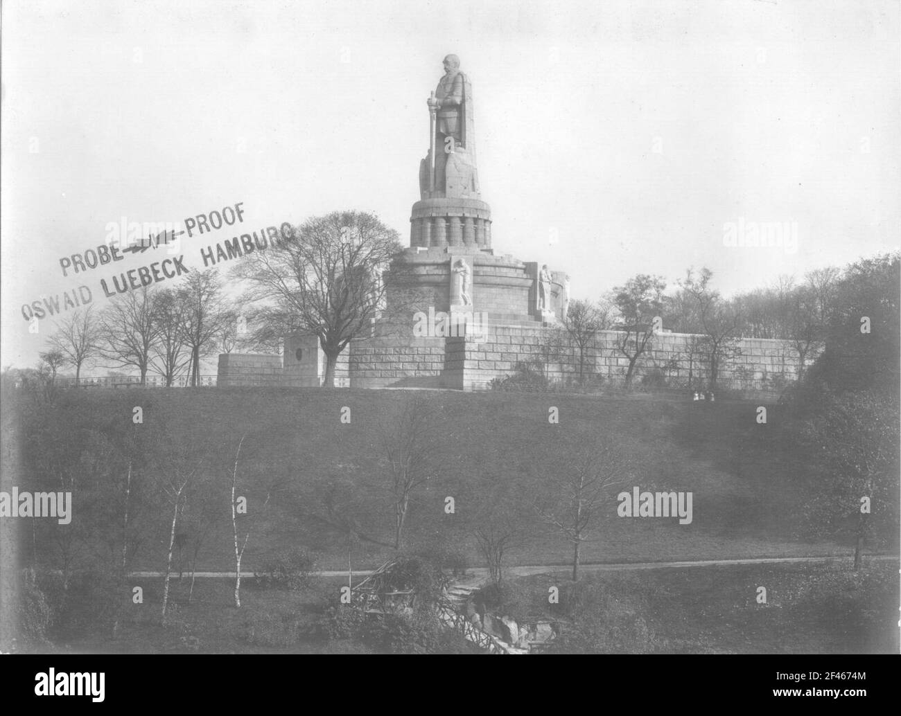 Amburgo, vecchio Elbpark. Monumento di Bismarck (1902-1906; H. Lederer, E. Schaudd) Foto Stock