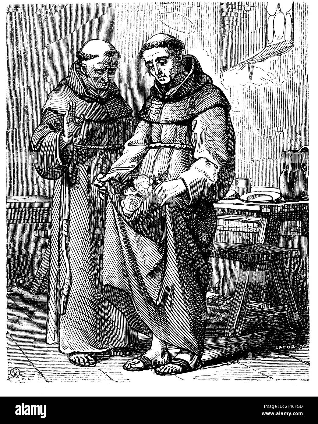 San Pedro Regalado (1390-1456), fraile francescano. Grado de 1852. Foto Stock