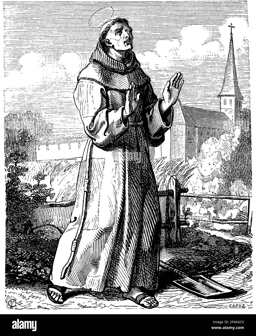 San Pascual Bailón (1540-1592), fraile francescano. Grado de 1852. Foto Stock