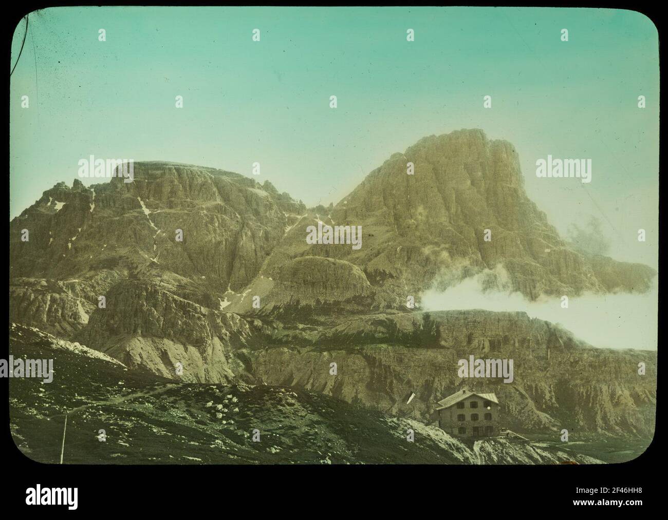 Piatto di Shew e cima alpina di mattina Foto Stock