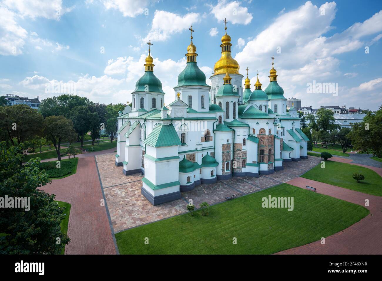 Veduta aerea della Cattedrale di Santa Sofia - Kiev, Ucraina Foto Stock