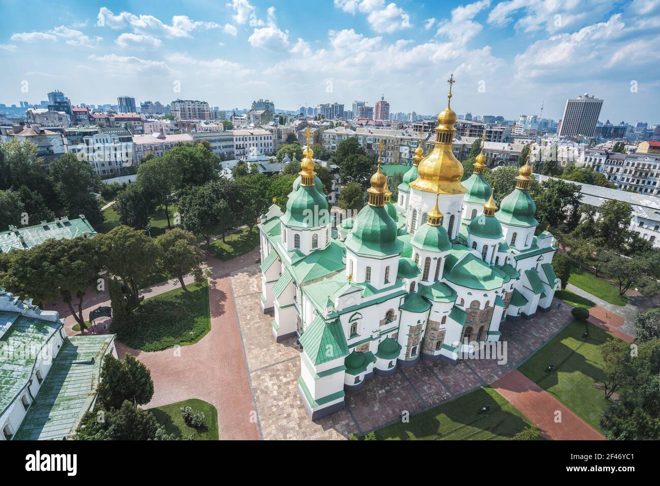 Veduta aerea della Cattedrale di Santa Sofia - Kiev, Ucraina Foto Stock