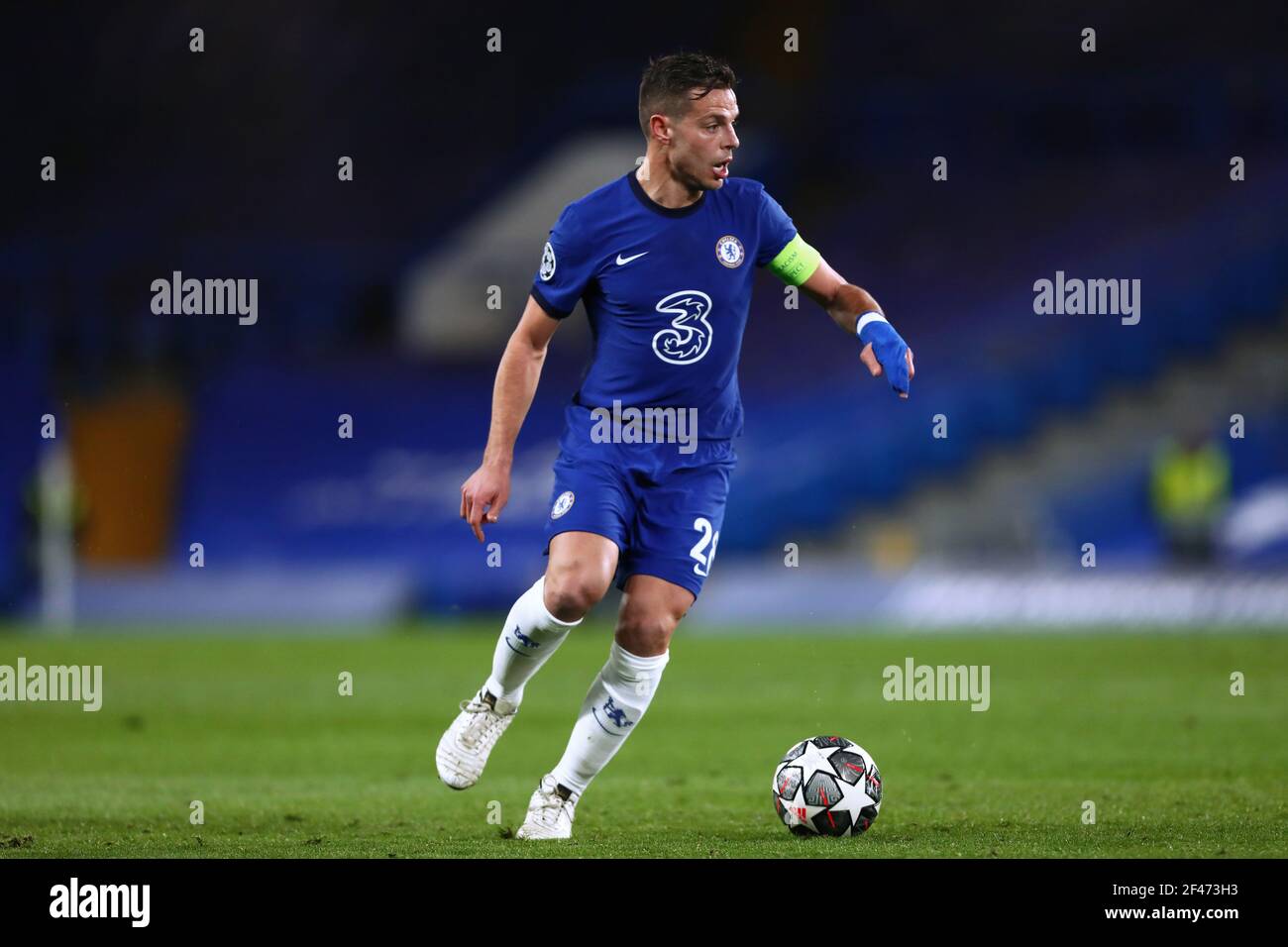 Cesar Azpilicueta di Chelsea - Chelsea v Atletico Madrid, UEFA Champions League - Round of 16 Second leg, Stamford Bridge, Londra, UK - 17 marzo 2021 solo per uso editoriale Foto Stock