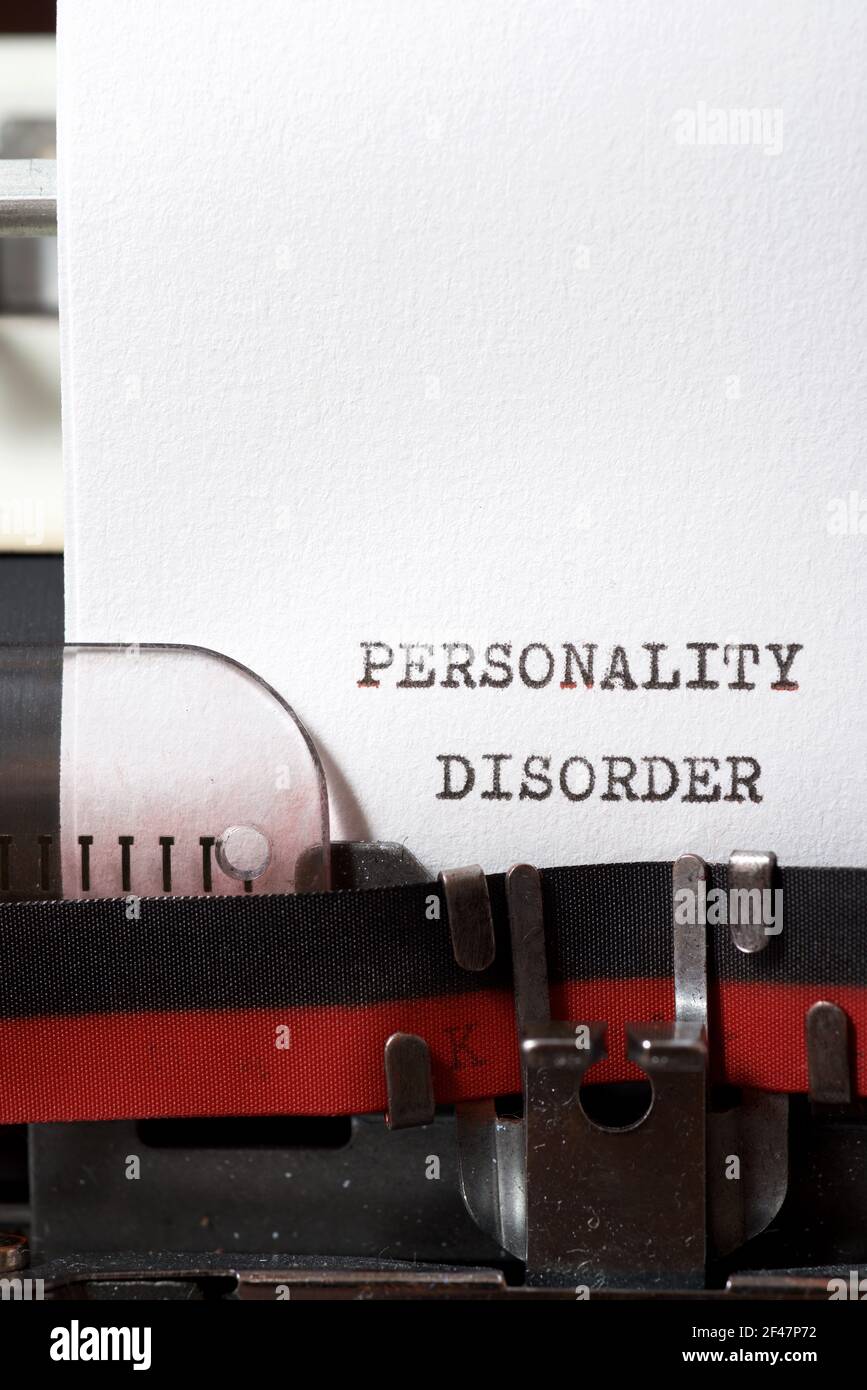 Frase di disturbo di personalità scritta con una macchina da scrivere. Foto Stock
