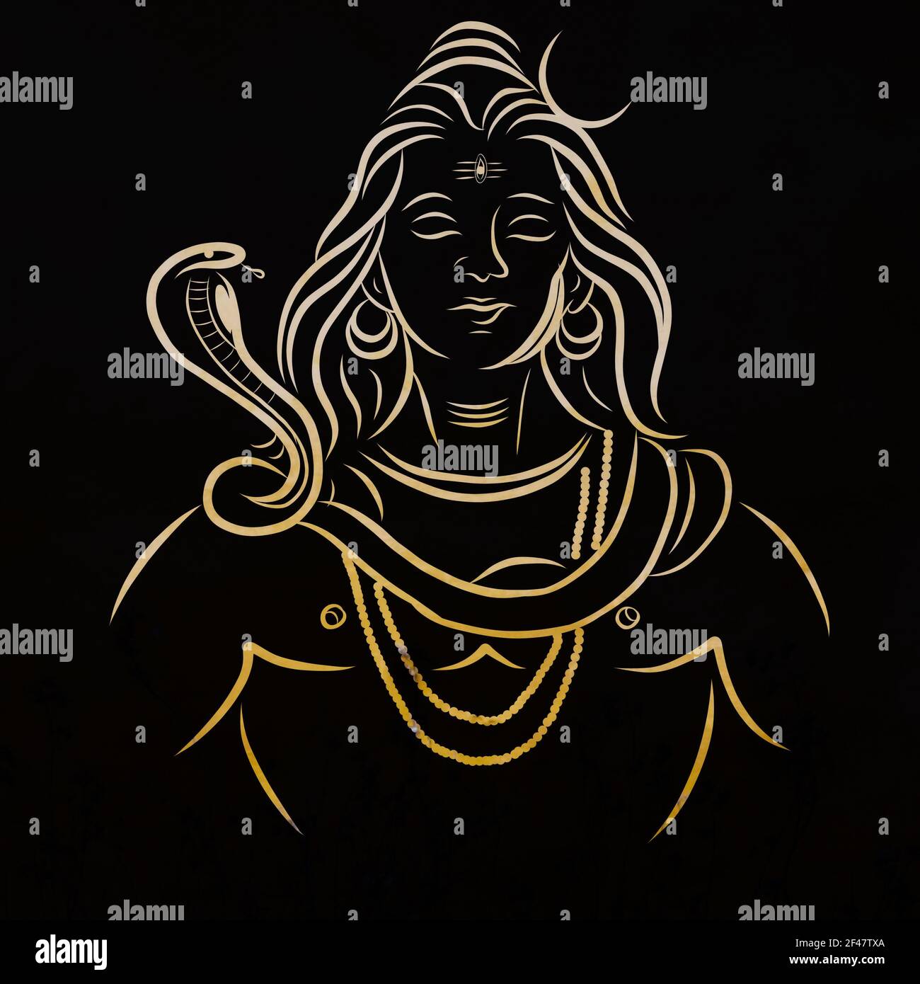 Un'illustrazione di lord Shiva isolato su sfondo nero Foto Stock