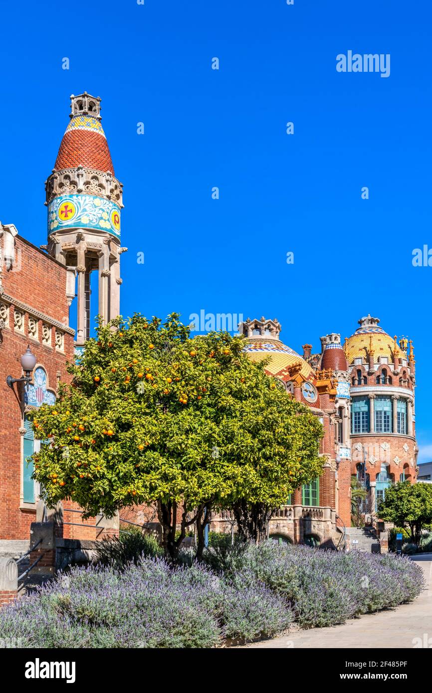 Hospital de la Santa Creu i Sant Pau (Ospedale della Santa Croce e San Paolo), Barcellona, Catalogna, Spagna Foto Stock