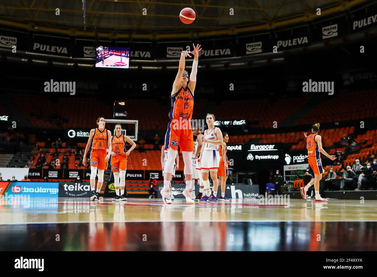 Laura Gil di Valencia durante l'Eurocup femminile, quarto finale di partita di basket tra Valencia Basket e ESBVA-LM il 18 marzo 2021 al padiglione Fuente de San Luis di Valencia, Spagna - Foto Ivan Terron / Spagna DPPI / DPPI / LiveMedia Foto Stock