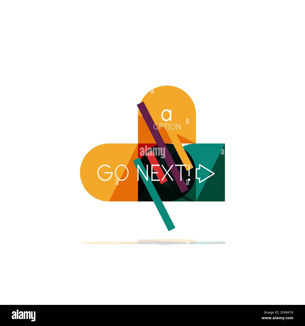 Opzione minima piatta pulita astratta punto elemento di disegno infografico, forme geometriche - quadrati rotondi, cerchi e linee layout con testo campione. Elemento di progettazione infografica, forme geometriche, quadratini rotondi, cerchi e linee con testo di esempio, per presentazioni aziendali o Web, pulsanti di app o di interfaccia Illustrazione Vettoriale