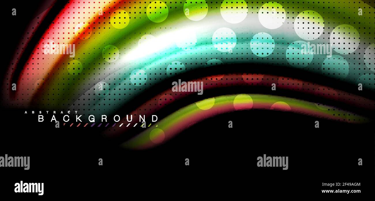 Linee d'onda multicolore su sfondo nero. Linee d'onda multicolore su disegno vettoriale di sfondo nero Illustrazione Vettoriale