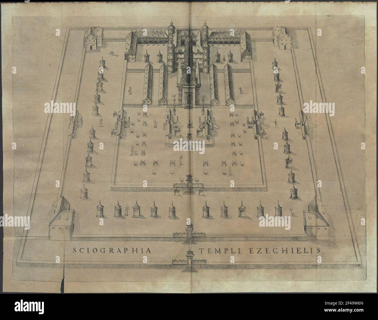 Sciographia Templi Ezechielis (1° cartella secondo pagina 26). Incisione in rame; 38.2 x 48.8 cm (dimensione foglio) / 34.9 x 46.9 cm (dimensione piastra) Foto Stock