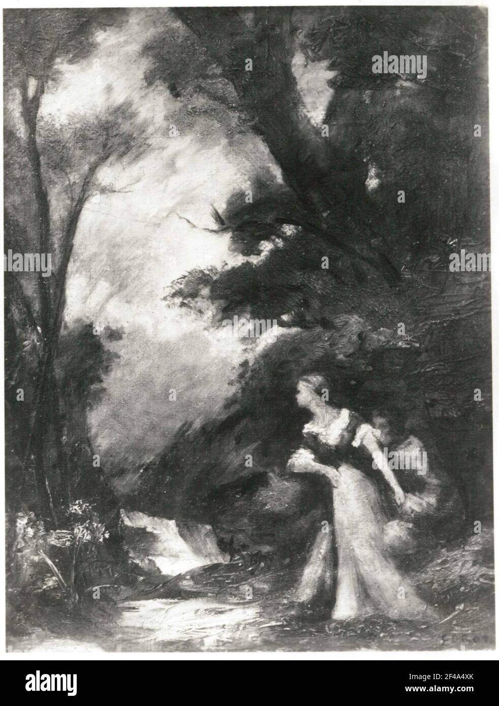 Gruppo di alberi con due figure Foto Stock