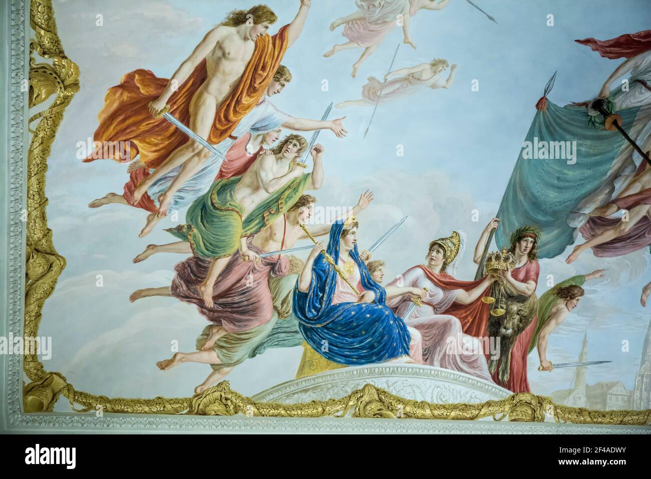 Firenze, Italia. Soffitto dipinto in Palazzo Pitti. (Solo per uso editoriale) Foto Stock