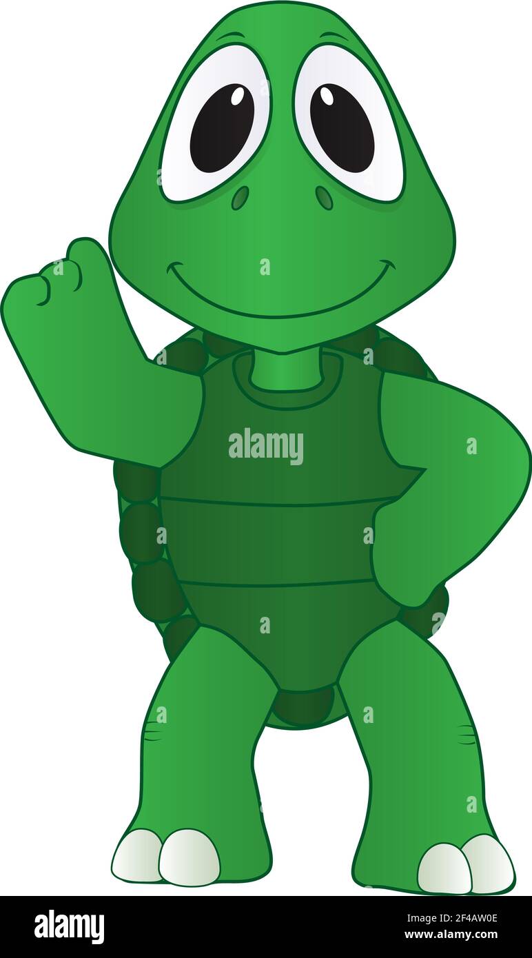 Illustrazione cartoon di una tartaruga simpatica amichevole Foto Stock