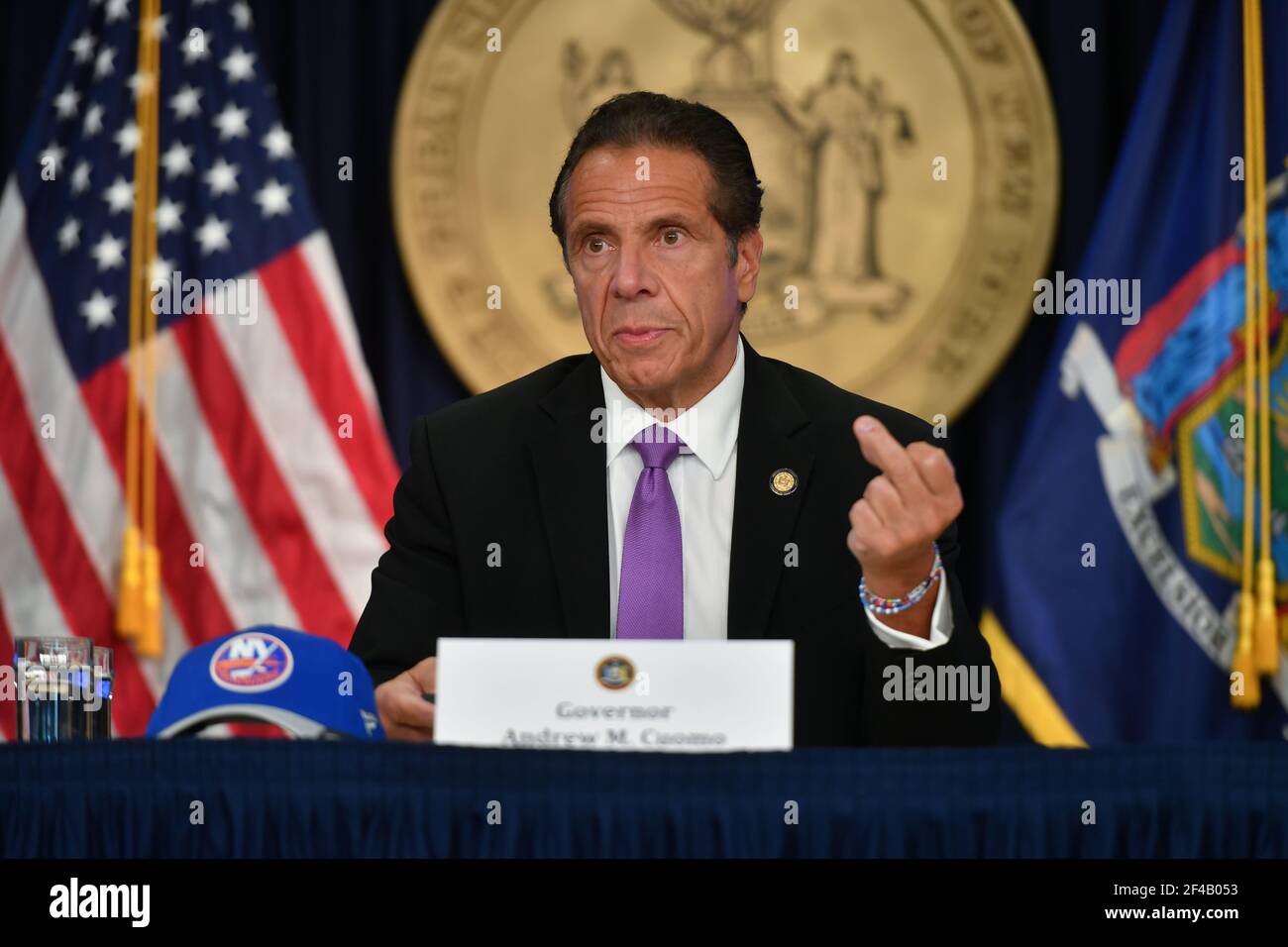 Stato di New York, Gov. Andrew Cuomo parla ad una conferenza stampa il 08 settembre 2020 a New York City. Foto Stock