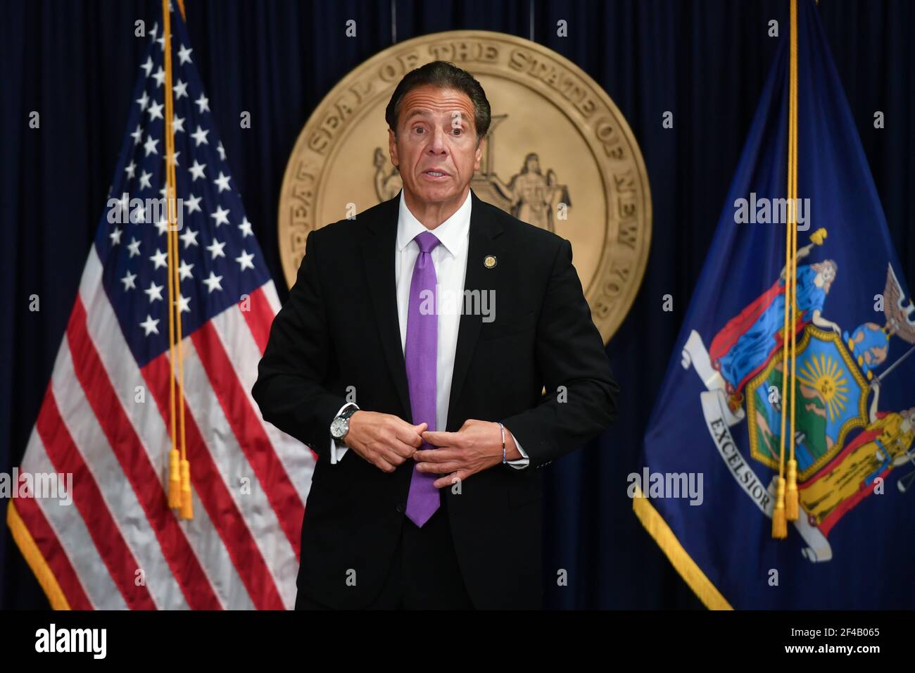 Stato di New York, Gov. Andrew Cuomo parla ad una conferenza stampa il 08 settembre 2020 a New York City. Foto Stock